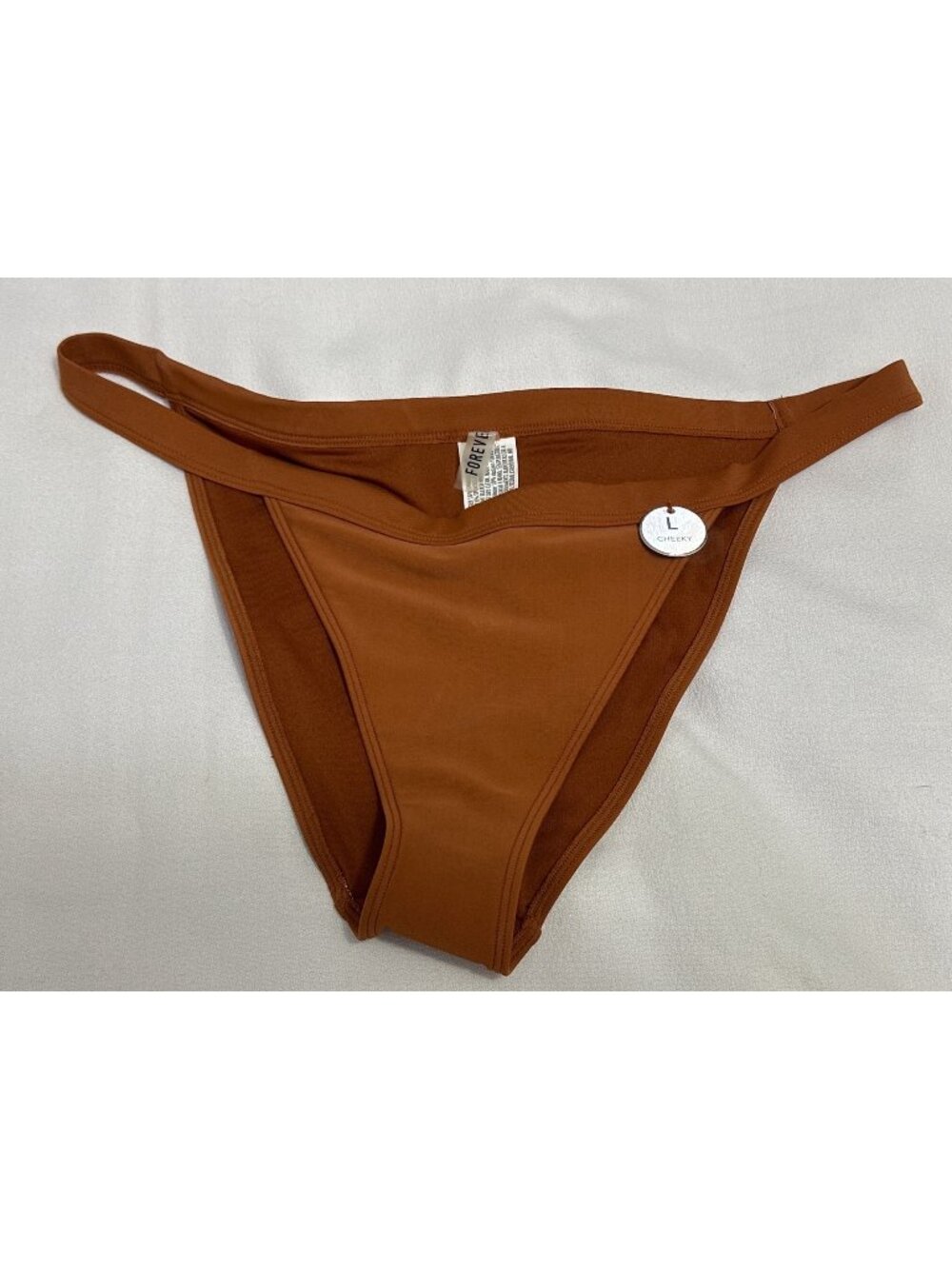Forever 21 Womens Cheeky Bikini Bottom Large Brown Polyester Spandex
